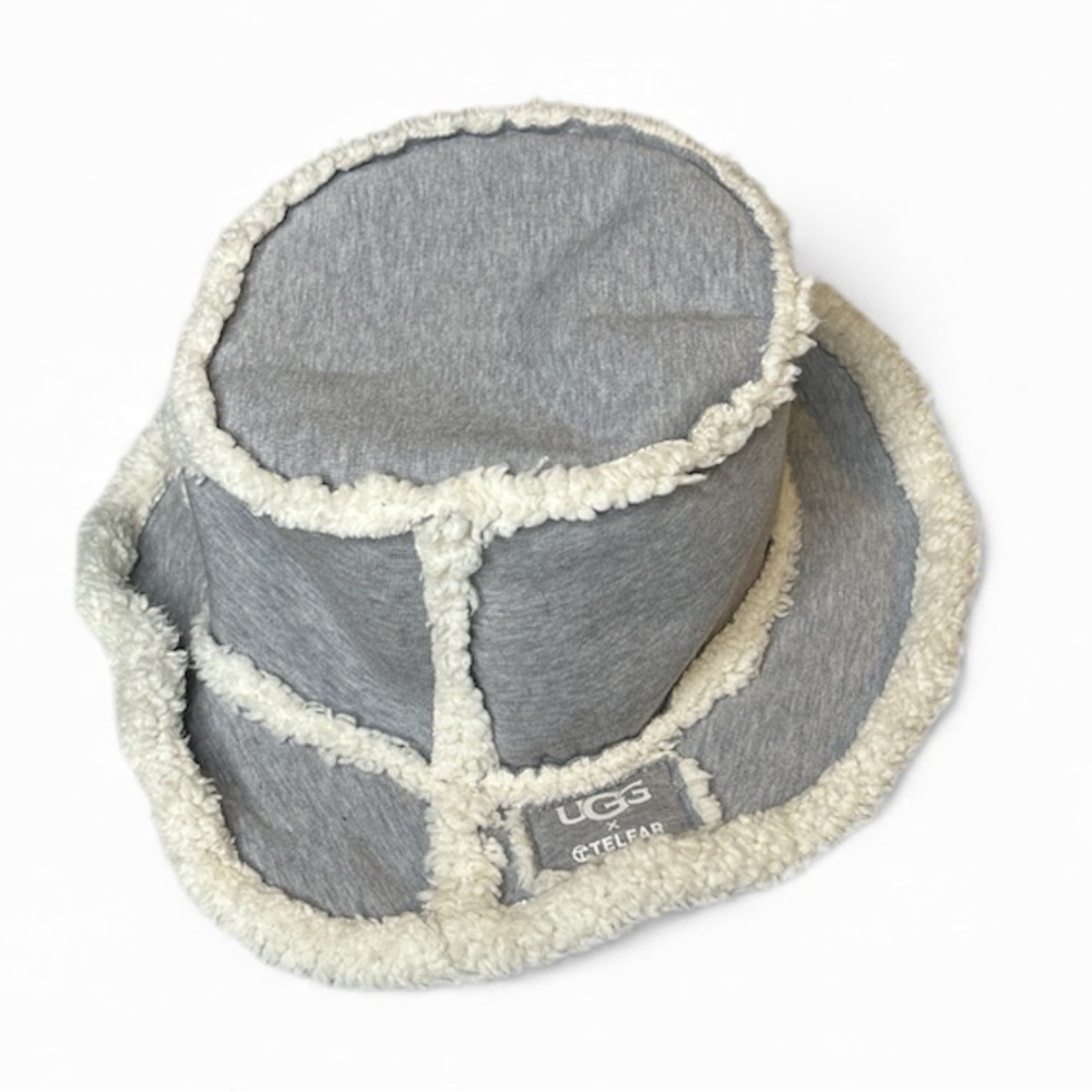 UGG x Telfar Womens Gray and Ivory White Bucket Hat - Picture 2 of 12